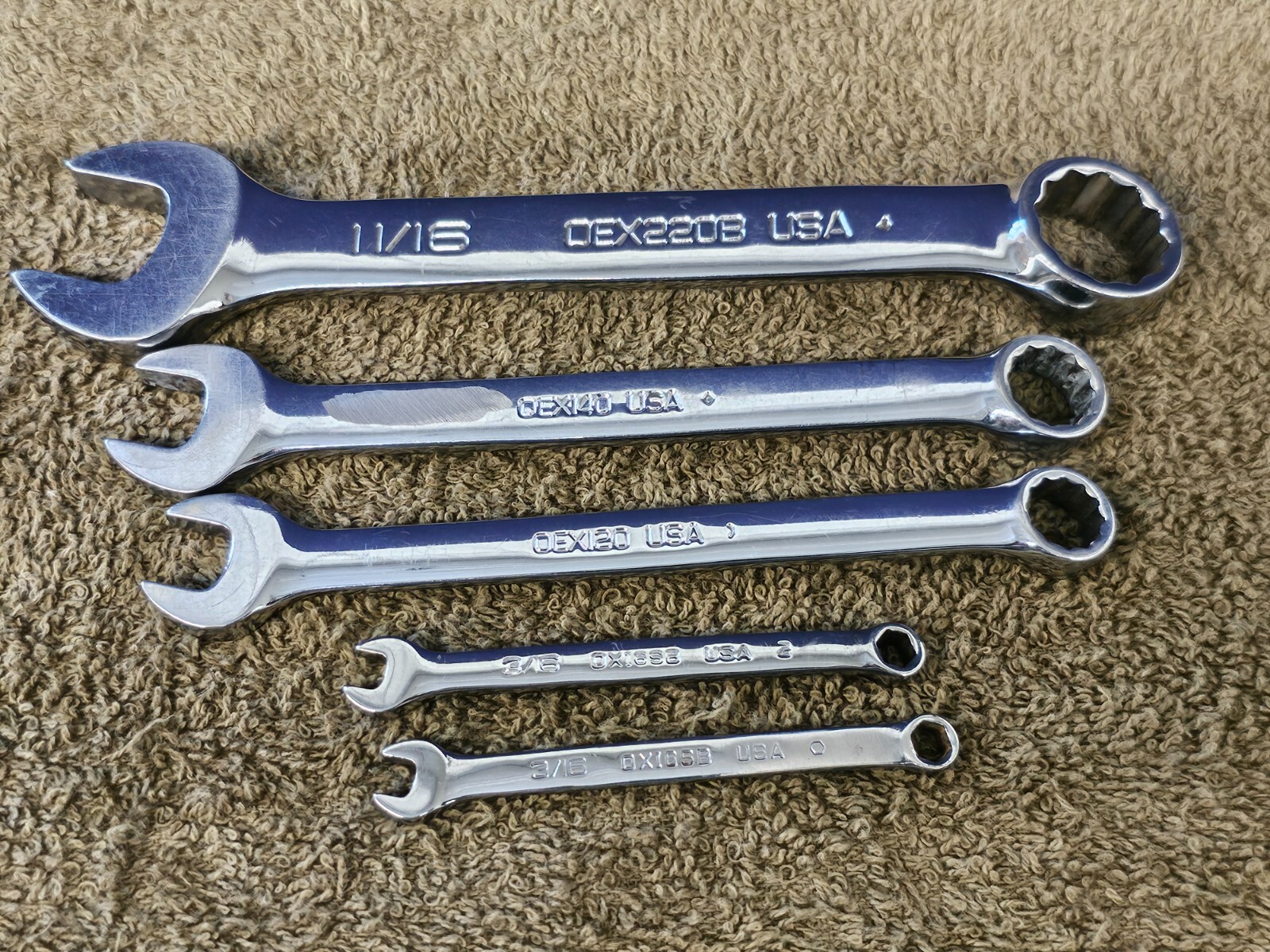 5 Snap-On Stubby Combination Wrench Set OEX OEX220B 11/16″ 7/16″ 3/8″ 3/16″