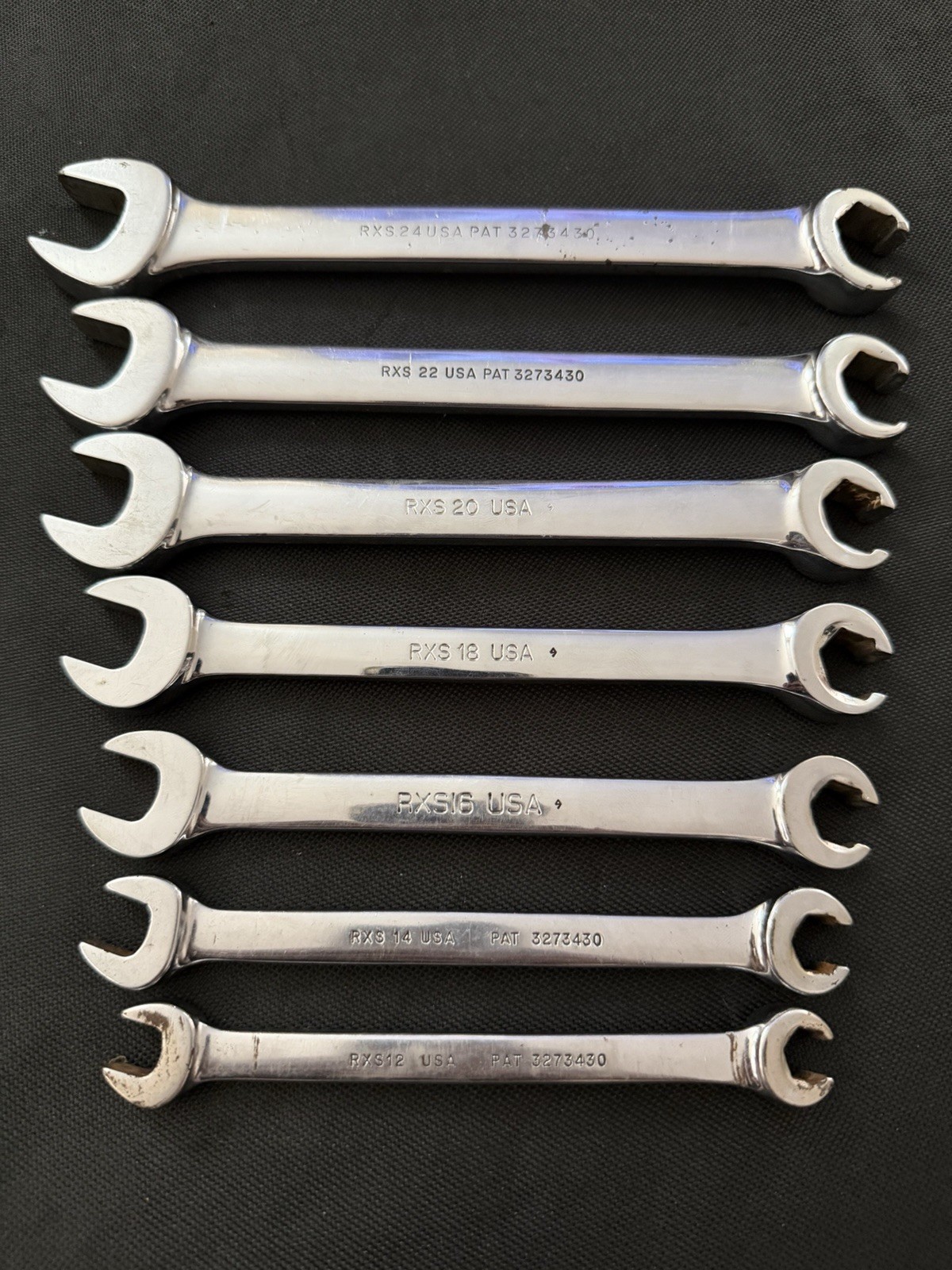 Snap-On Tools USA SAE Open-End RXS Flare Nut Combination Wrench SET of 7