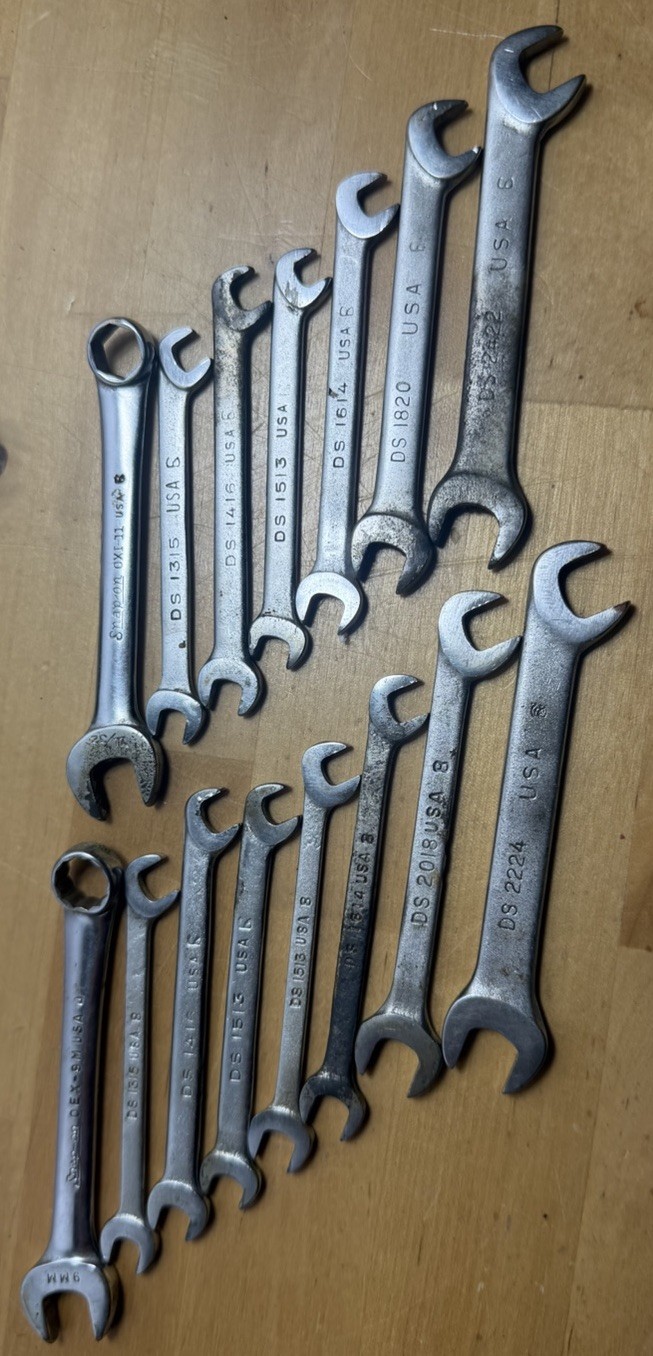 Snap On 15 Pc SAE Ignition 4 Way Open End Angle Wrench Set DS Series OEX