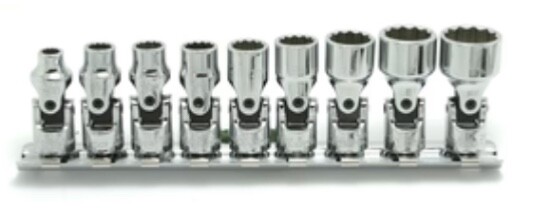 KOKEN #2445A/9 – 1/4″ SQ.DR. UNIVERSAL SOCKET SET 3-1/6-9/16 12 POINT 150MM 9PC
