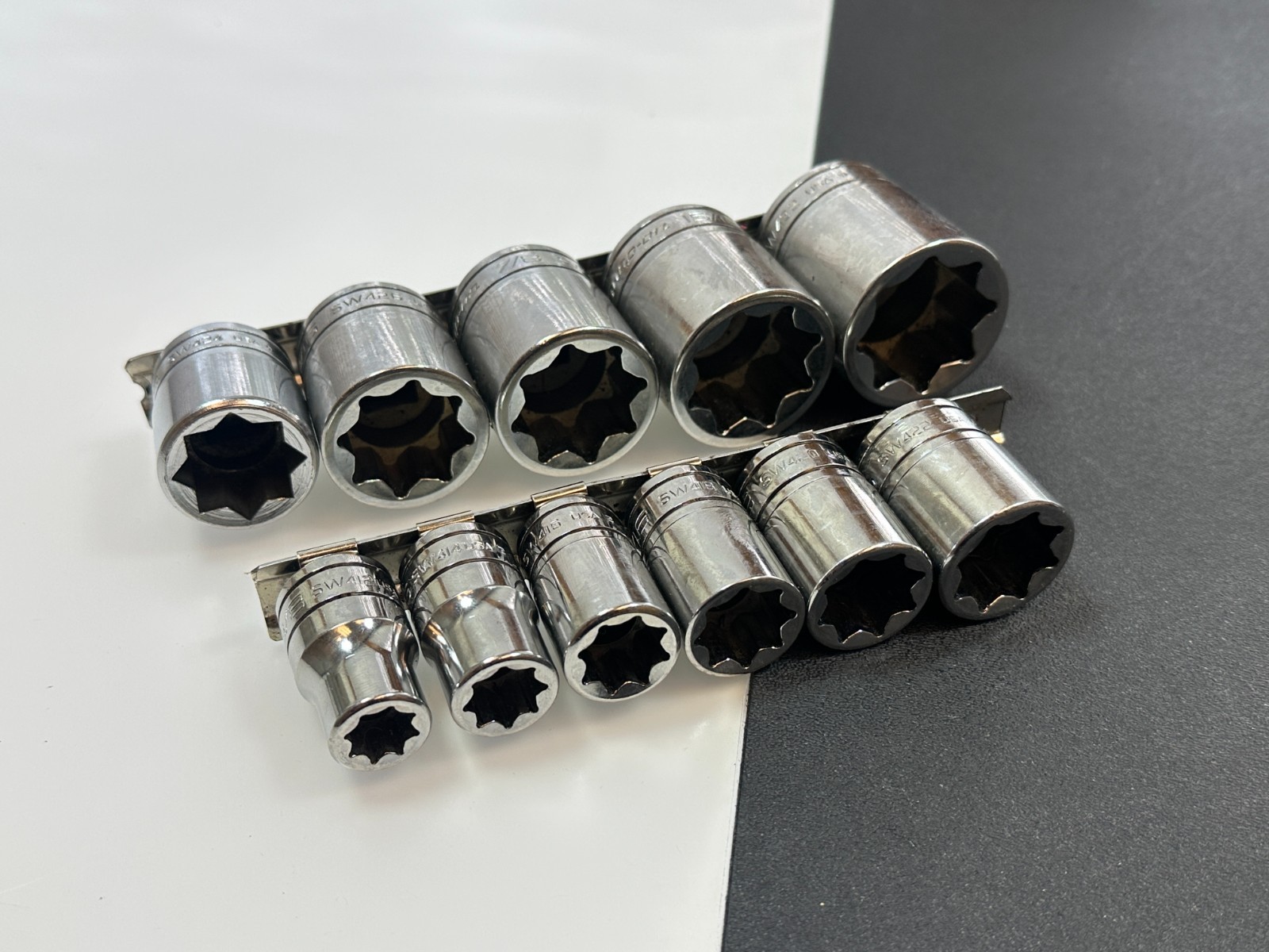 Snap-on Tools USA 11pc 1/2″ Drive 3/8 – 1″ SAE 8 Point Double Square Socket Set