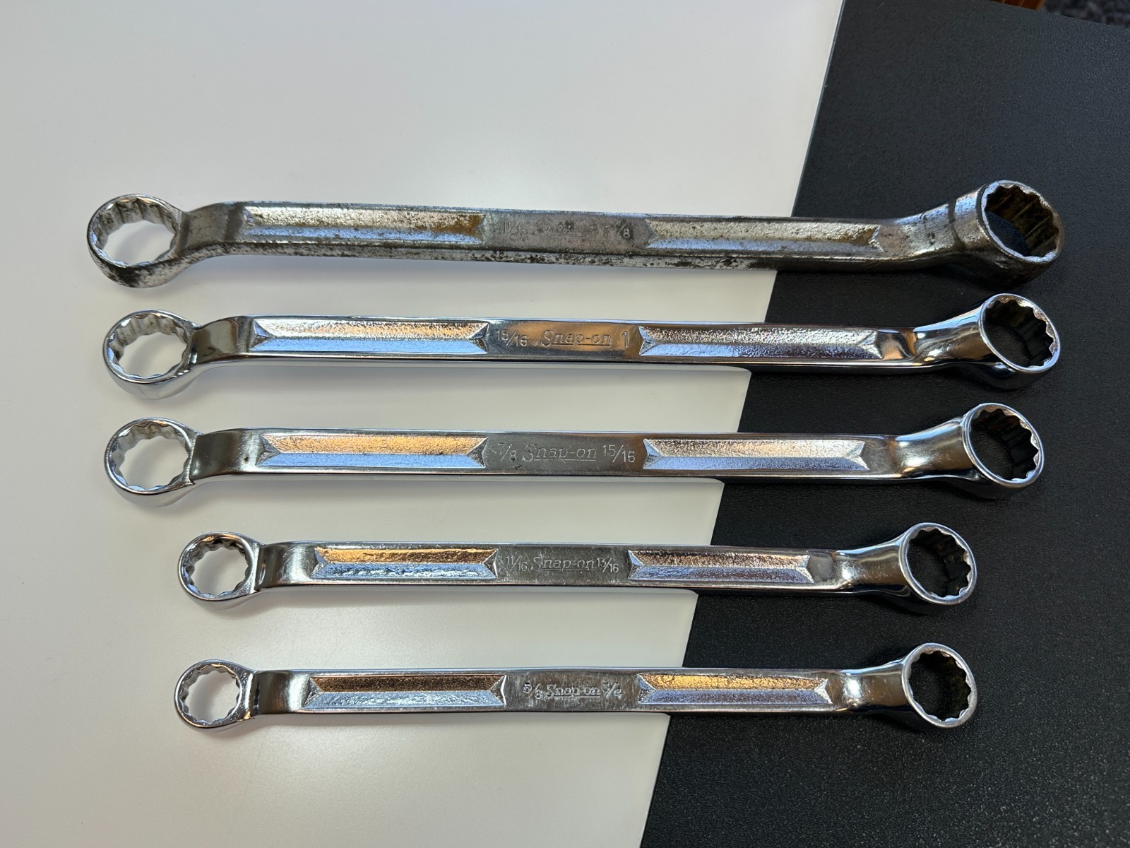 Snap-On Tools USA 5pc XV SAE 5/8″ to 1-1/8” Offset Box End Wrench Set, 12 Point