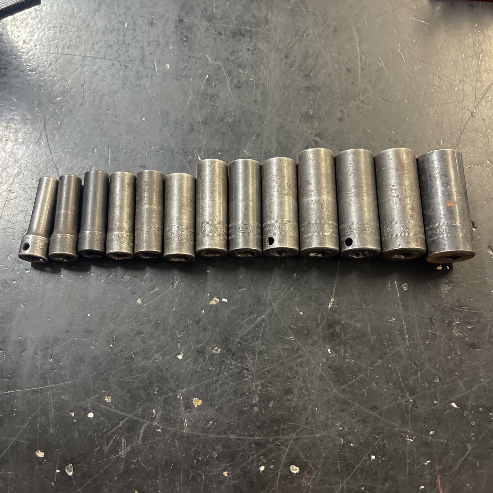 Snap-On 12 Pcs 3/8″ Dr 6pt Deep Impact Sockets 8-19mm + 21mm Missing 20mm