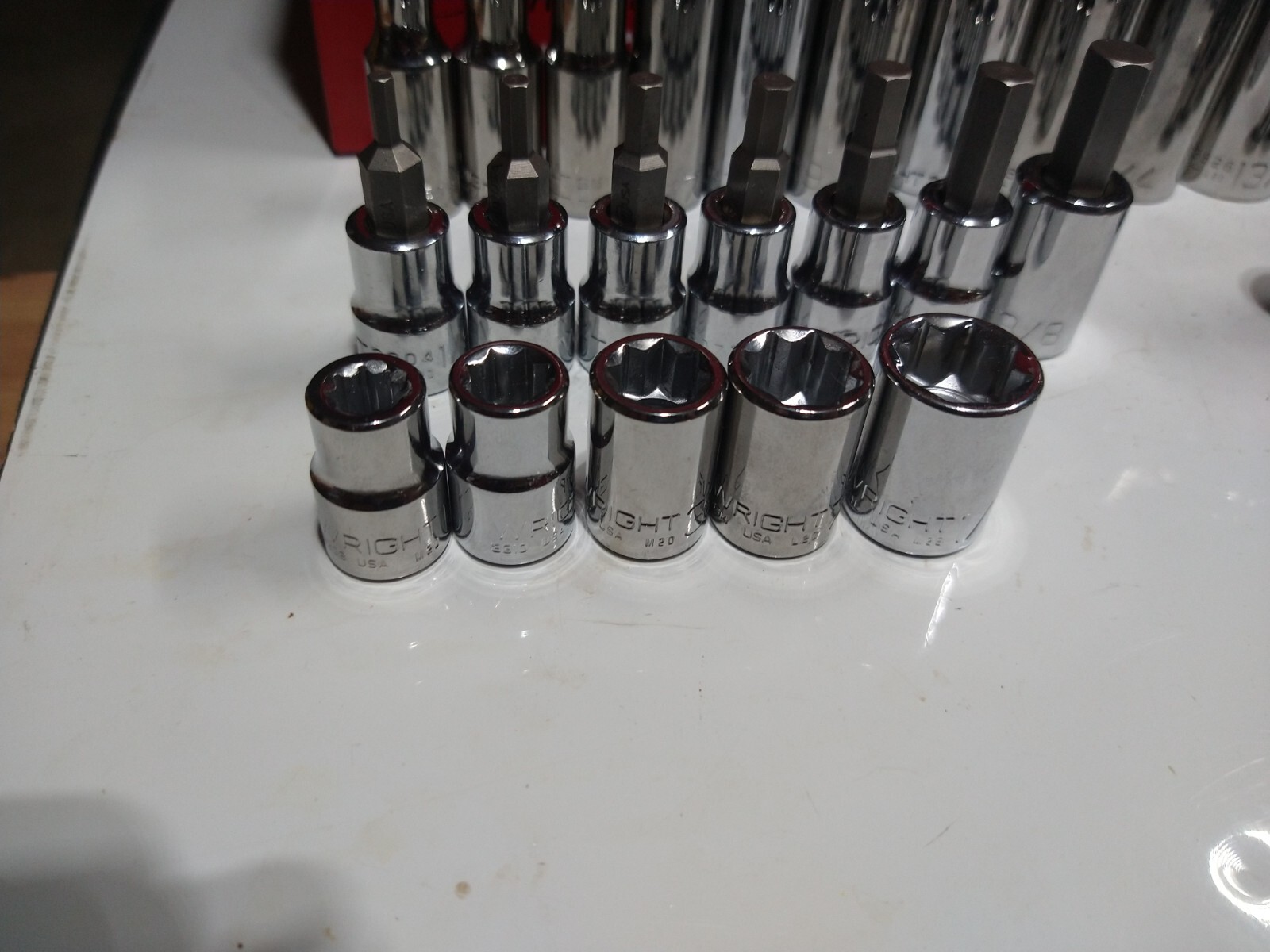 Wright Tool 348 SAE 3/8 Inch Drive Socket Set 6 8 12 Point with Bits Made In USA