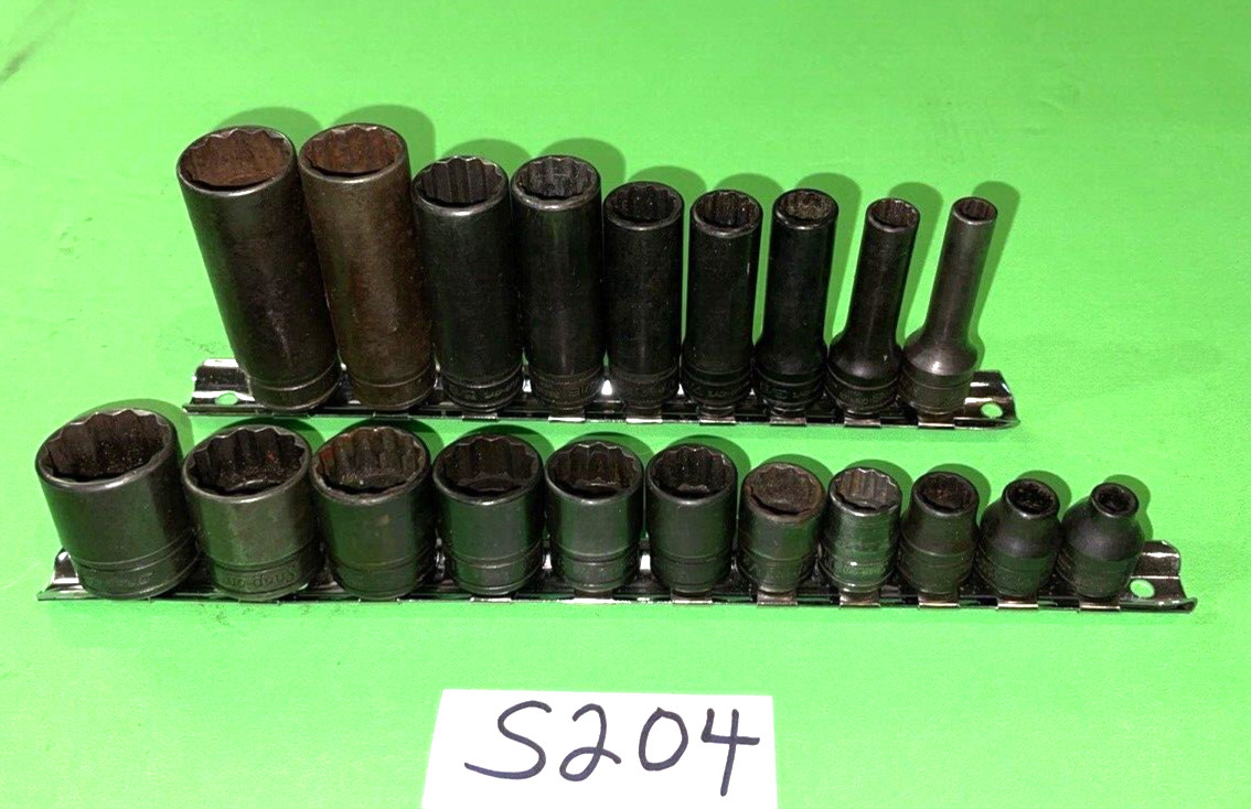 SNAP- ON TOOLS 20 PIECE 3/8 DRIVE SHORT & DEEP SAE. SOCKET SETS 12 POINT