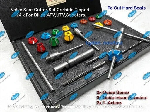 27x Motorcycles Valve Seat Cutting kit 5x GUIDE STEMS 4,4.5,5,5.5,6 mm