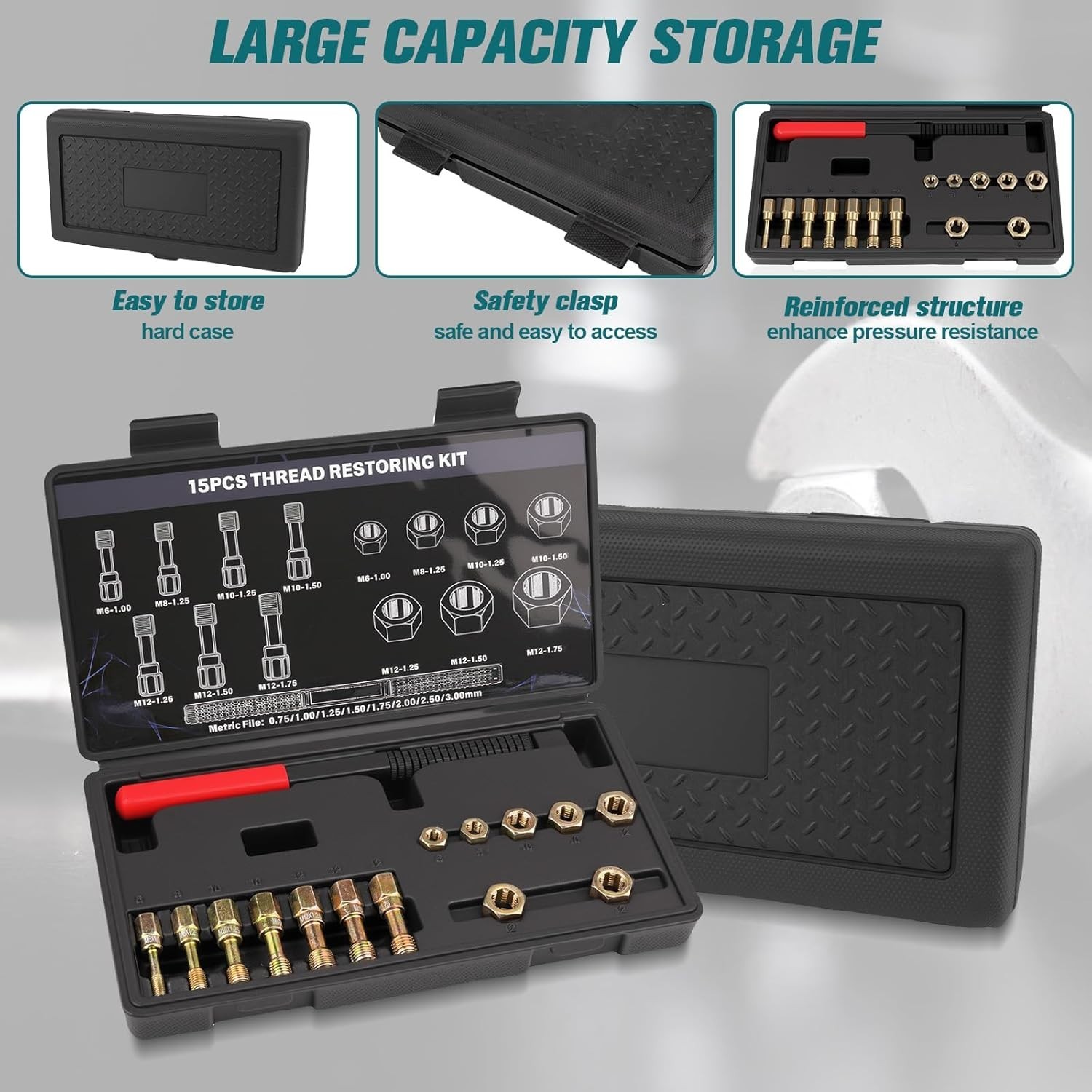 Precision Thread Repair Kit – 15-Piece Set with Taps, Dies & Files Included