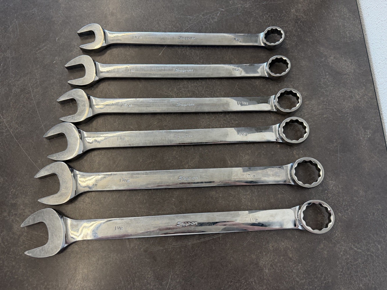 Snap On 6 Large SAE Wrenches 1-3/16″,1-1/4″, 1-5/16″, 1- 3/8″, 1-7/16″, 1-1/2″
