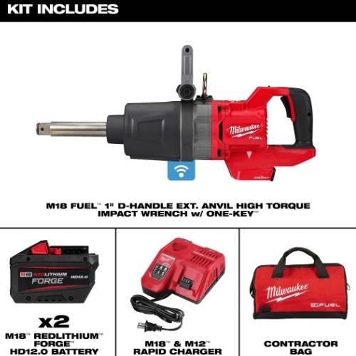 Milwaukee 2869-22HD M18 Fuel Impact Wrench Kit, D-Handle Extended Anvil