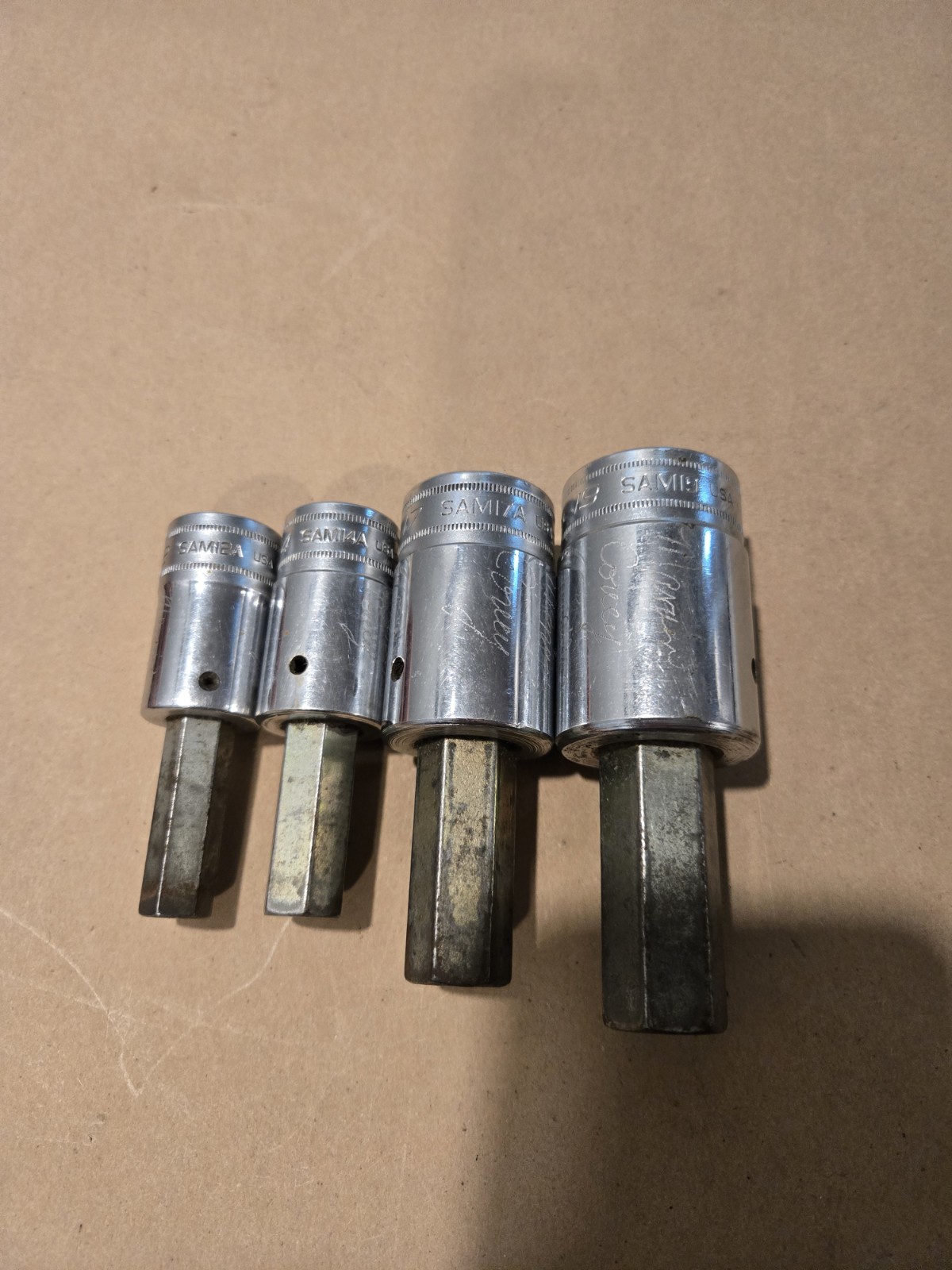 Snap On 1/2 Drive 12MM,14MM,17MM,19MM Metric Hex Bit Driver Sockets USA Lot Of 4