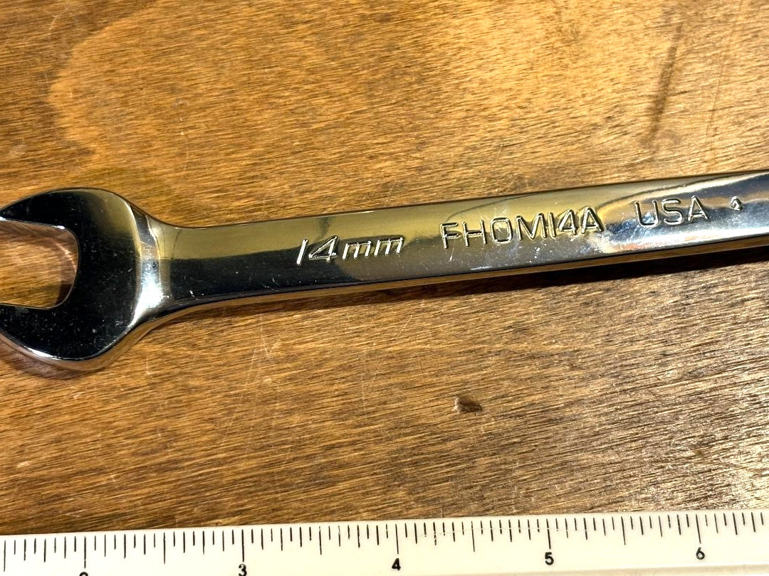 Snap-on FHOM14A 12 Point Flex Head Combo 14mm Wrench Open, Box End USA 2002