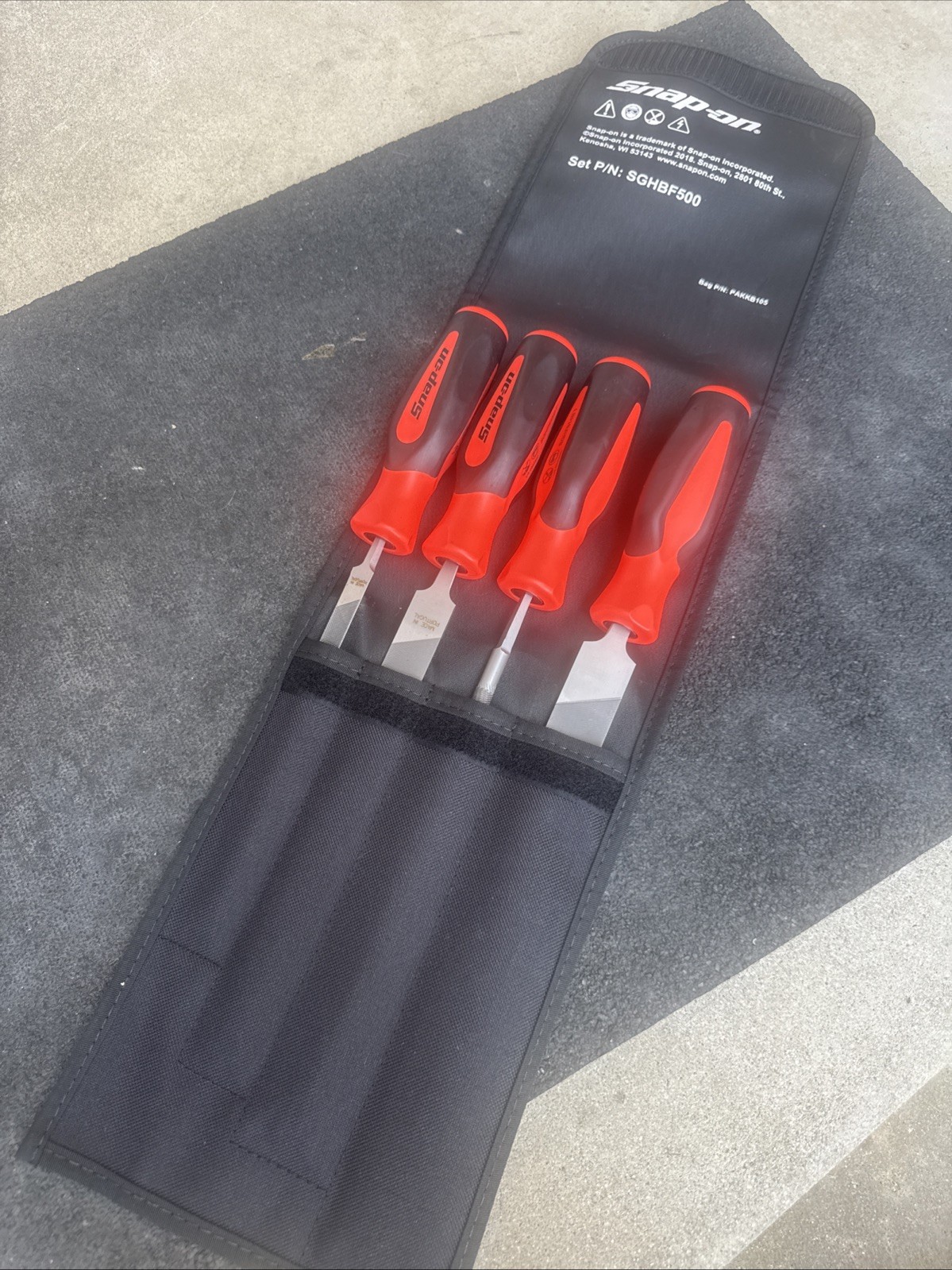 For Snap-on Tools USA NEW Orange 4pc Soft Grip Mixed File Set SGHBF500
