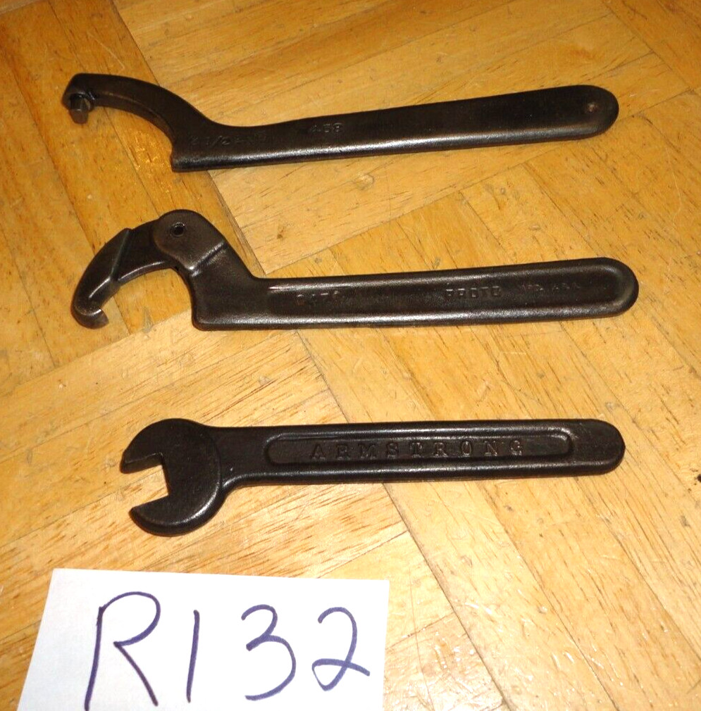 BILLINGS & PROTO & ARMSTRONG TOOLS 3 PIECE SPANNER & OPEN END SQUARE WRENCHES