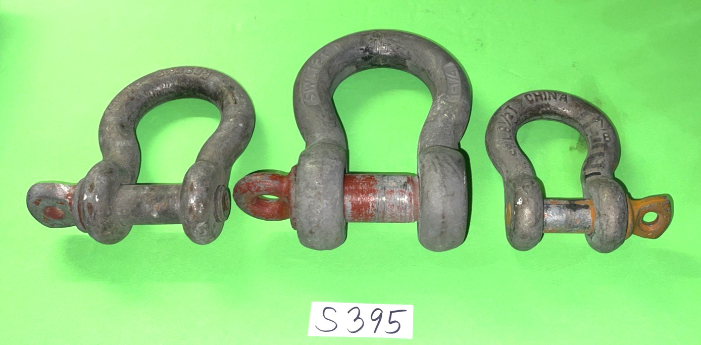 CROSBY & UNKNOWN TOOLS 3 ANCHOR SHACKLES SWL 6-1/2, 8-1/2, 12 TON