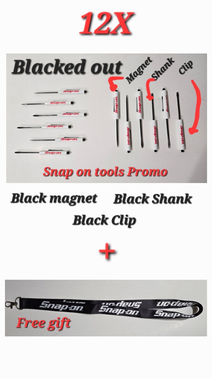 12 Snap on tools Special Edition pocket screwdriver WHITE PROMO Blacked Out+gift