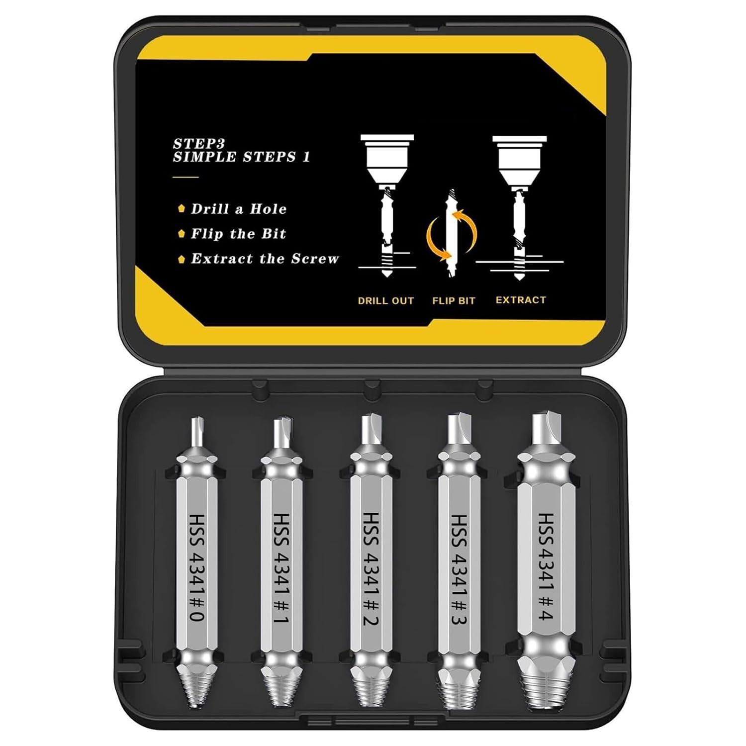 Versatile High-Speed Steel Screw Extractor Set – Professional 5-Pieces for DIY