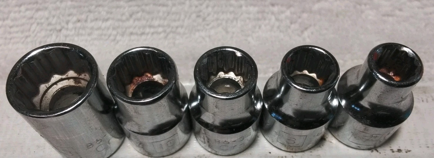 5PC STANLEY 3/8″ DRIVE 12pt 7-8-9-10-13 Mm SOCKET SET