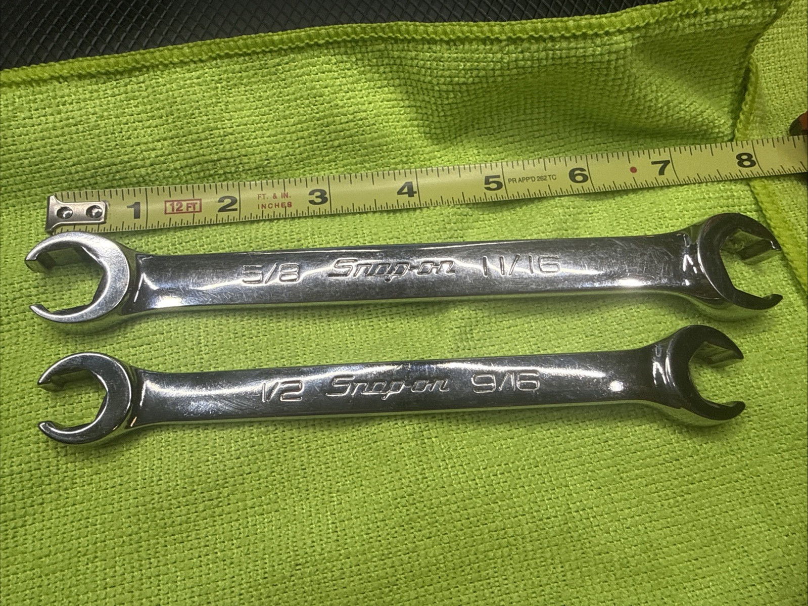 Snap On 5/8 X 11/16 &1/2 x 9/16 6Pt Flank Double End Flare Nut Wrench USA set 2