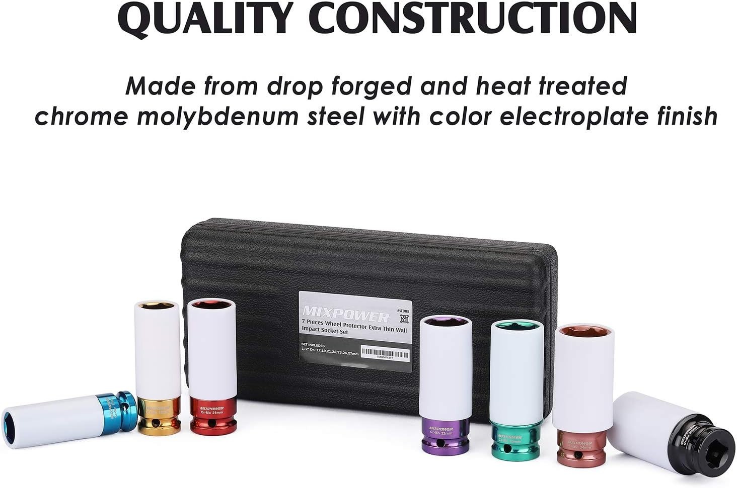 1/2″ Drive Thin Wall Deep Impact Socket Set – 17mm to 27mm, Non-Marring