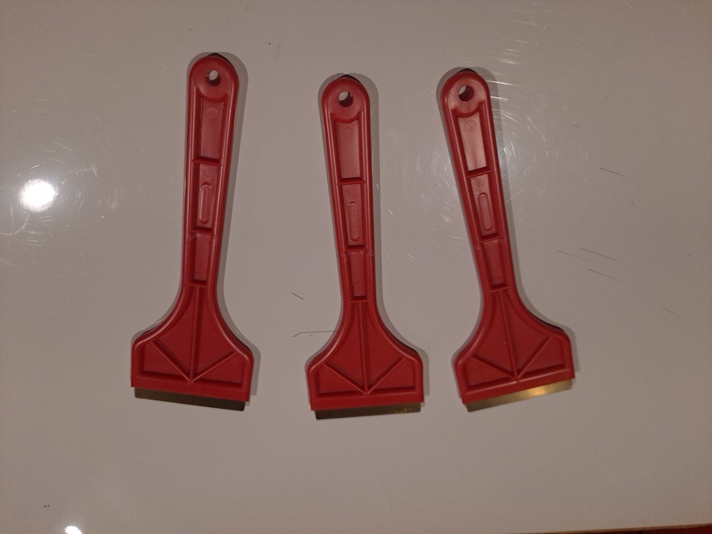 3 BRASS ICE SCRAPER 9 INCH RED