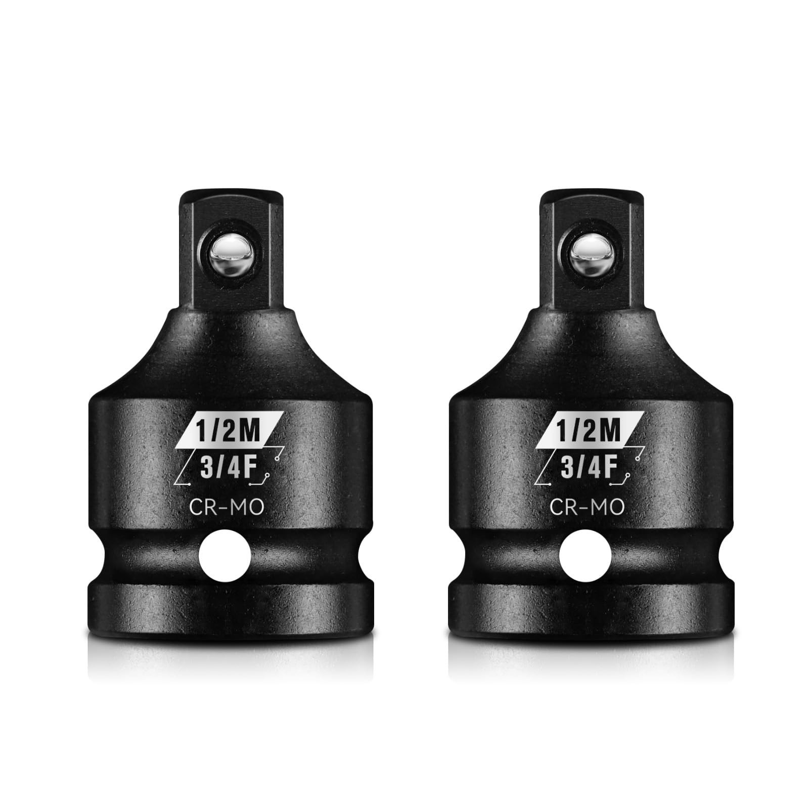2PC 3/4″ F to 1/2″ M Impact Socket Adapter Set, Cr-Mo Steel, SAE Drive Reducer