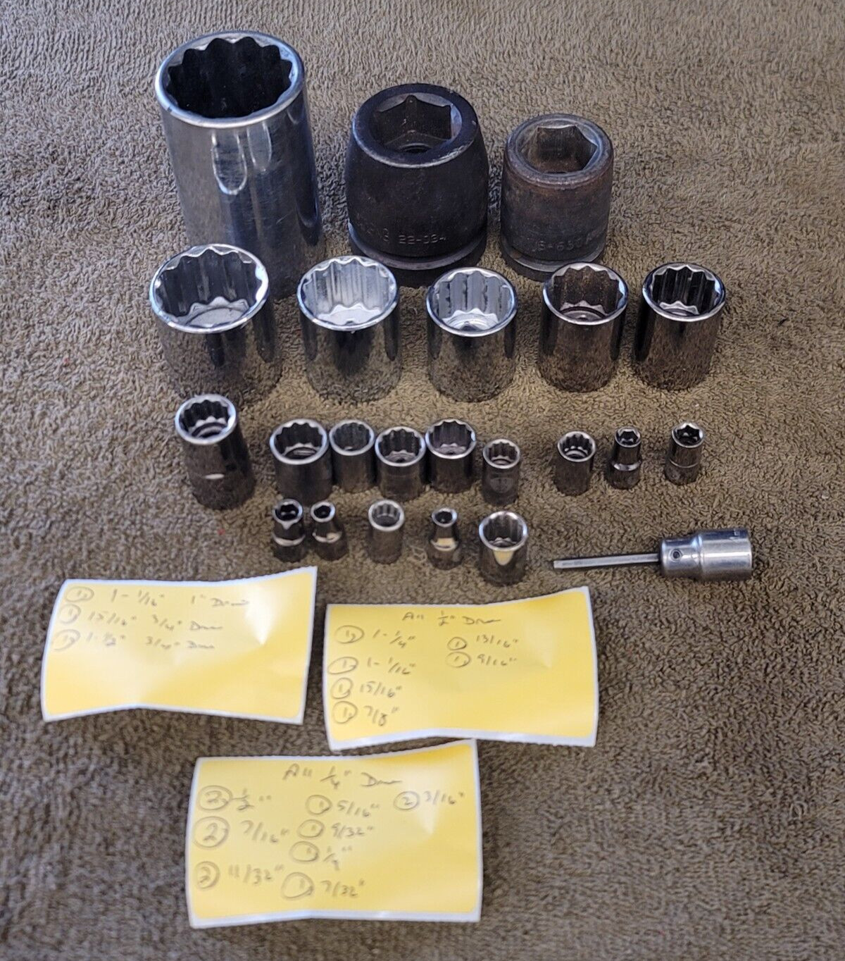 23 Armstrong Impact Socket 1/2 3/4 1″ Drive 1-1/4 1/16 15 7/8 13 9 11/32 Sae Set