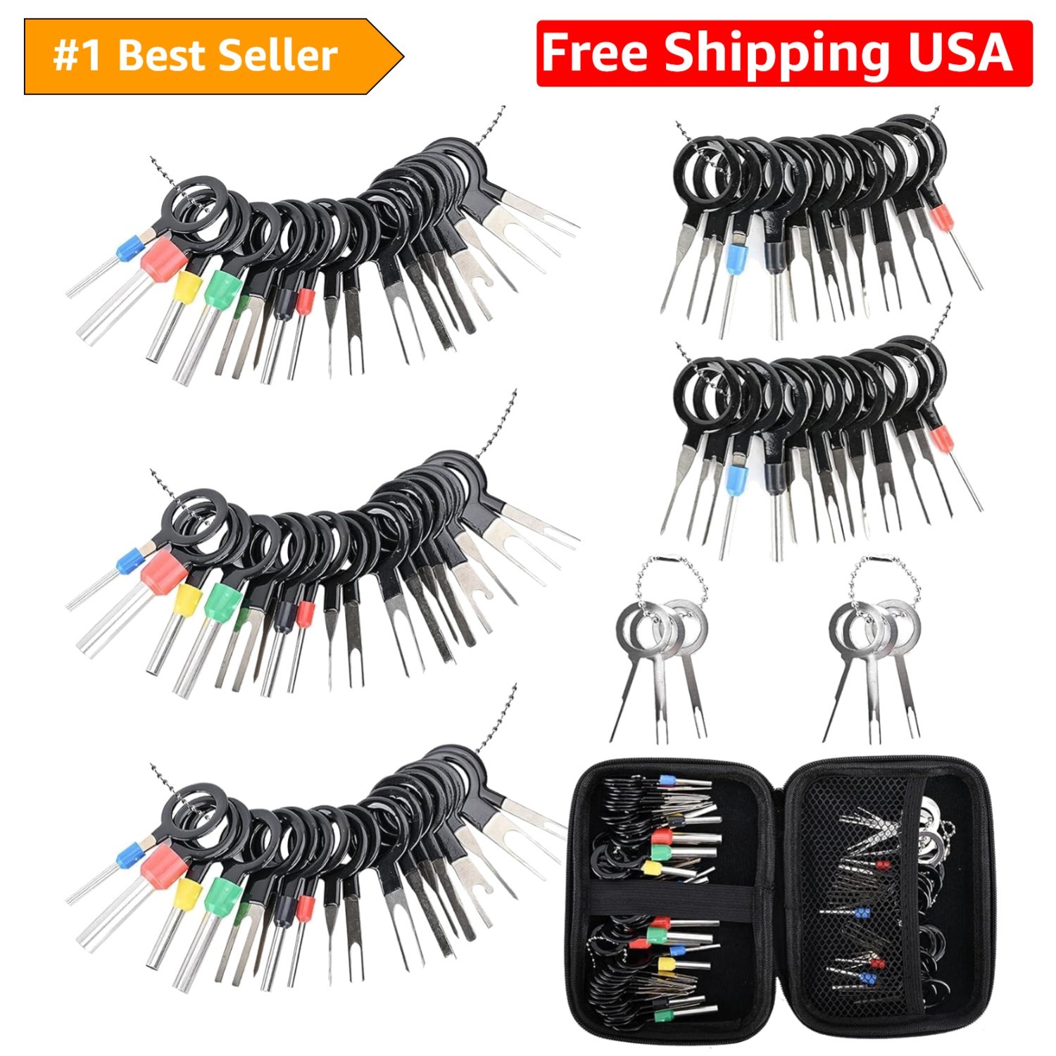 Comprehensive 82 Pcs Pin Extractor Set with Protective Case for Easy Storage