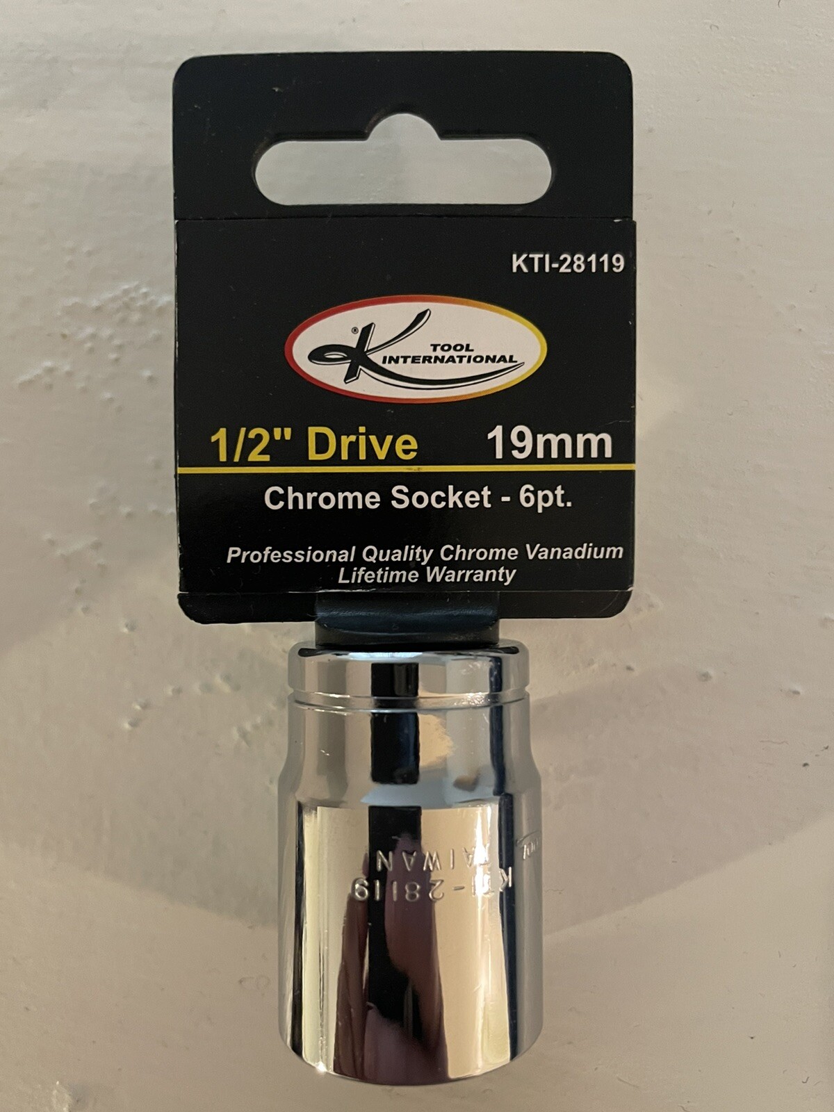 K Tool KTI-28119 19mm x 1/2″ Drive 6-Point Metric Standard Chrome Socket (EA)