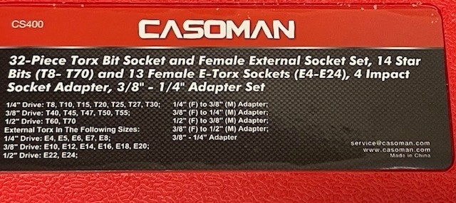 CASOMAN 32-Piece Torx Bit Socket and Female 32Piece (T8-T70 & E4-E24)