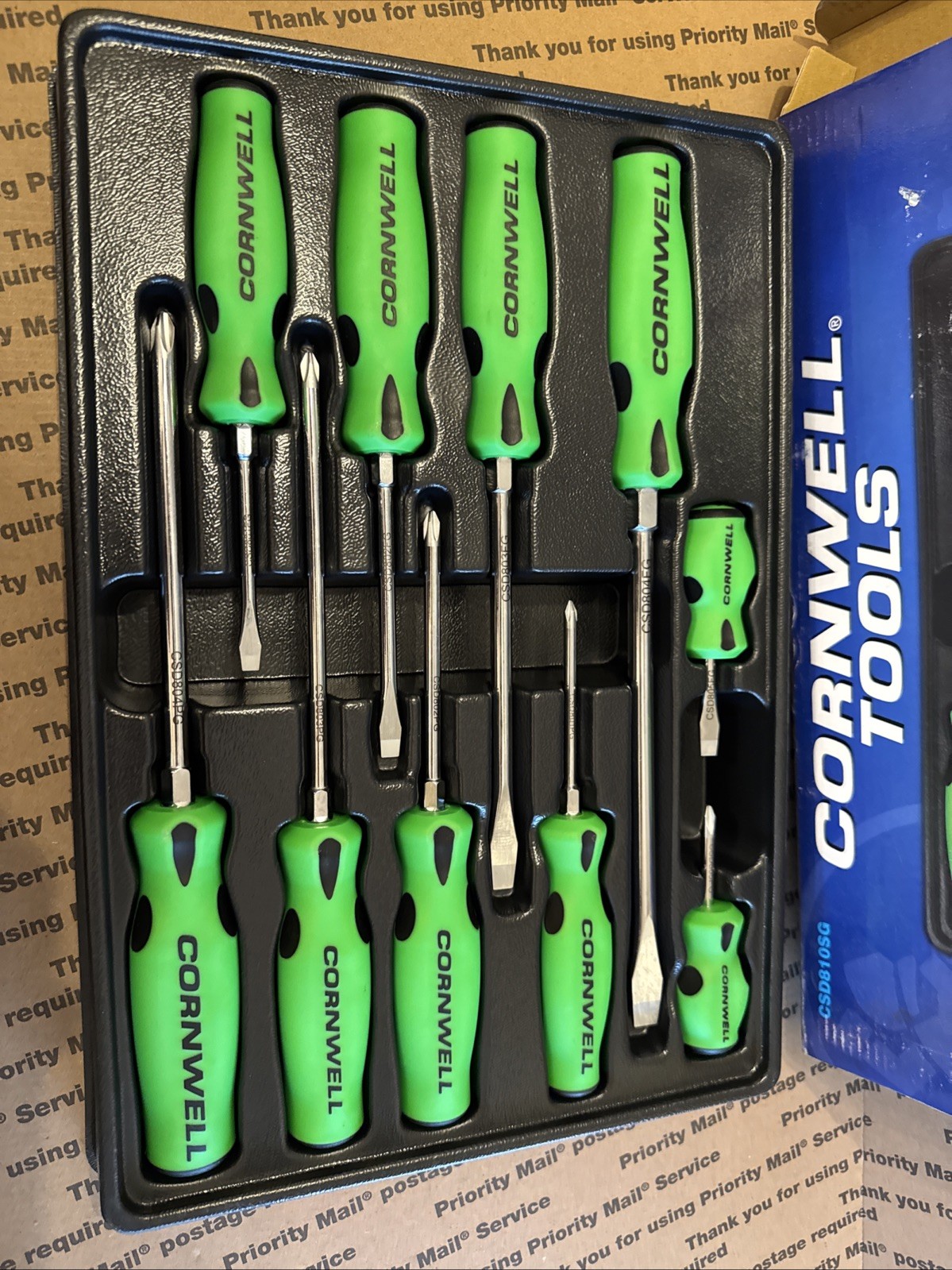 Cornwell Tools 10pc. Screwdriver Set Green Flat & Philips (CSD810SG)