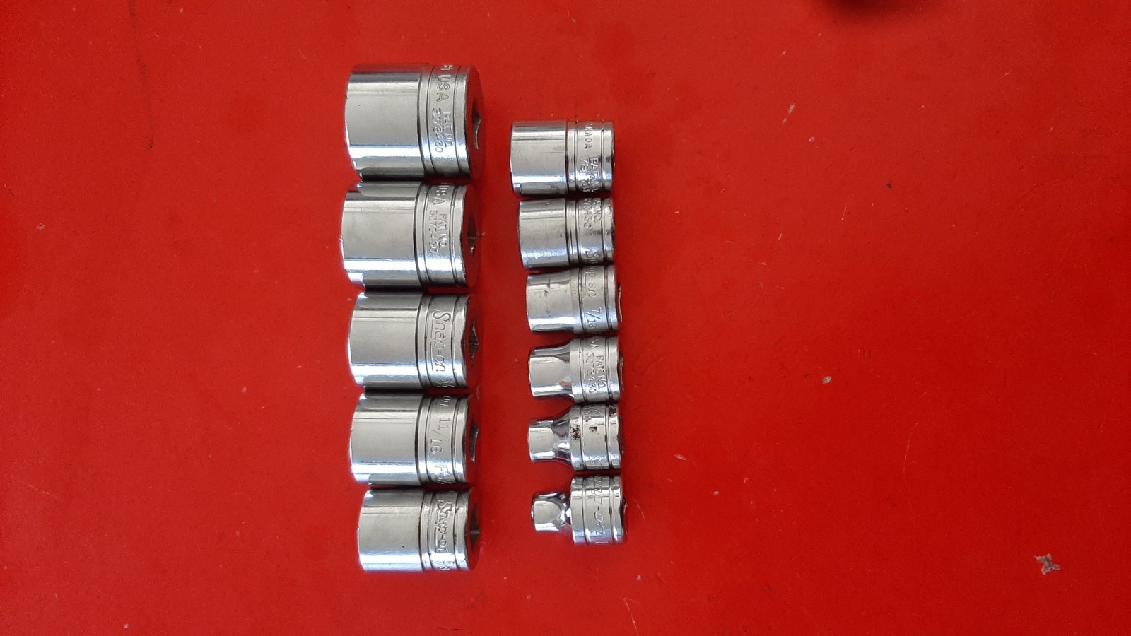 Snap-On FS 10-Pc. 5/16″ – 7/8″ SAE 3/8″ Drive 6pt Point Shallow Socket Set READ!