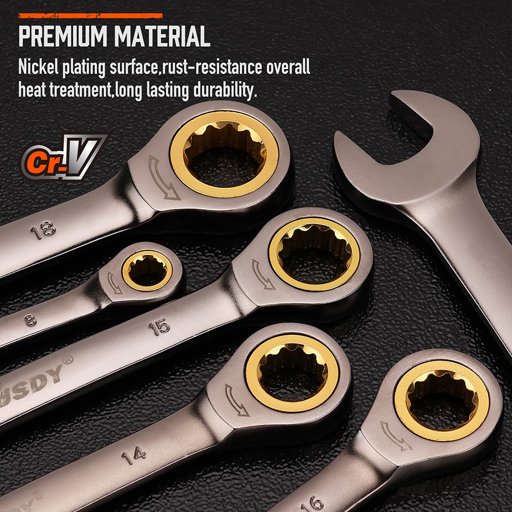 18Pc Ratchet Wrench Set Metric 6-30mm Spanners 72-tooth Nickle Plated Pouch Tool