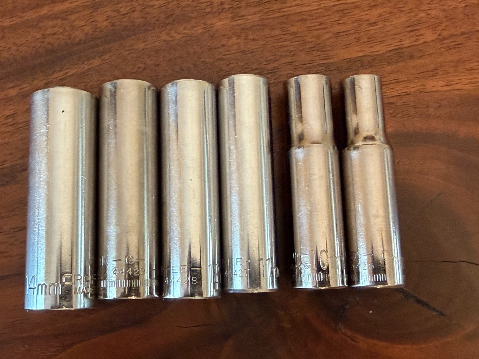 Lot of 6 Craftsman 3/8” drive deep well sockets metric 9, 10, 11, 12, 13, & 14mm