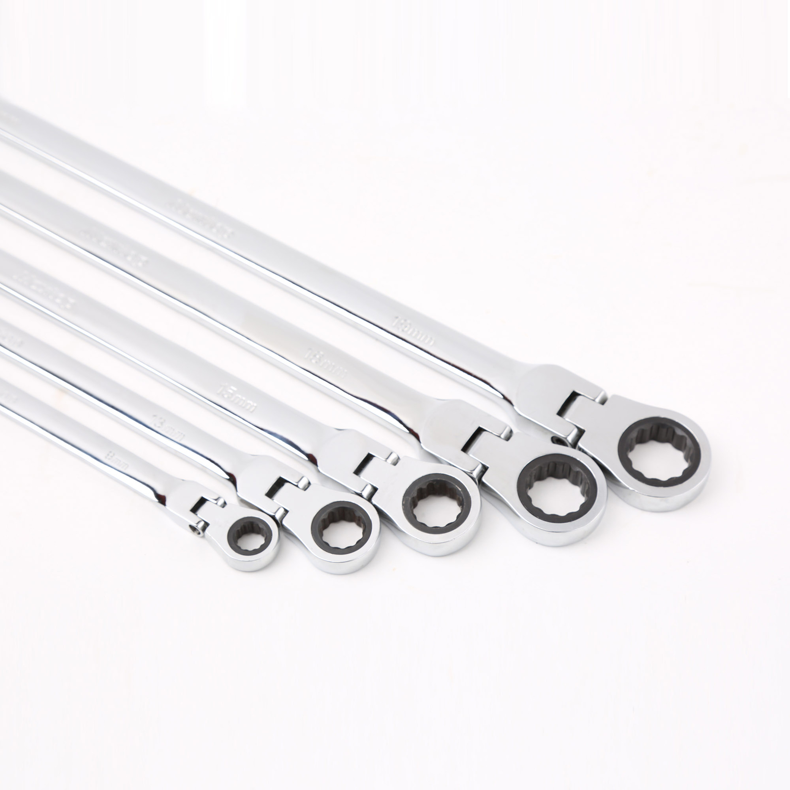 5pc Double Box End Ratcheting Wrench Metric Spline XL Flexible Head Universal