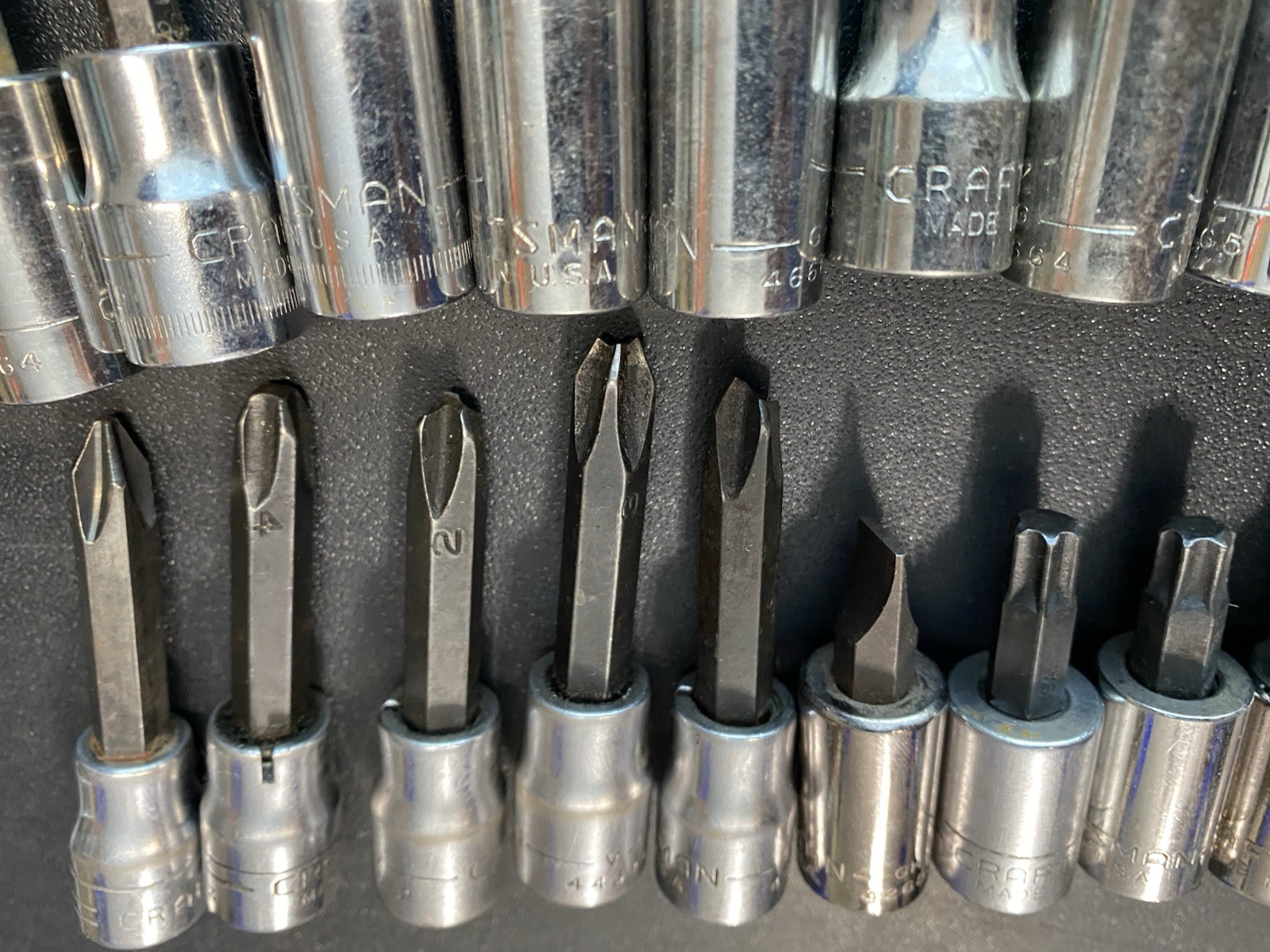 Craftsman 3/8″ 1/4” Hex/allen/ Flat/ Phillips Bit Set Mixed Lot 44 Pieces USA