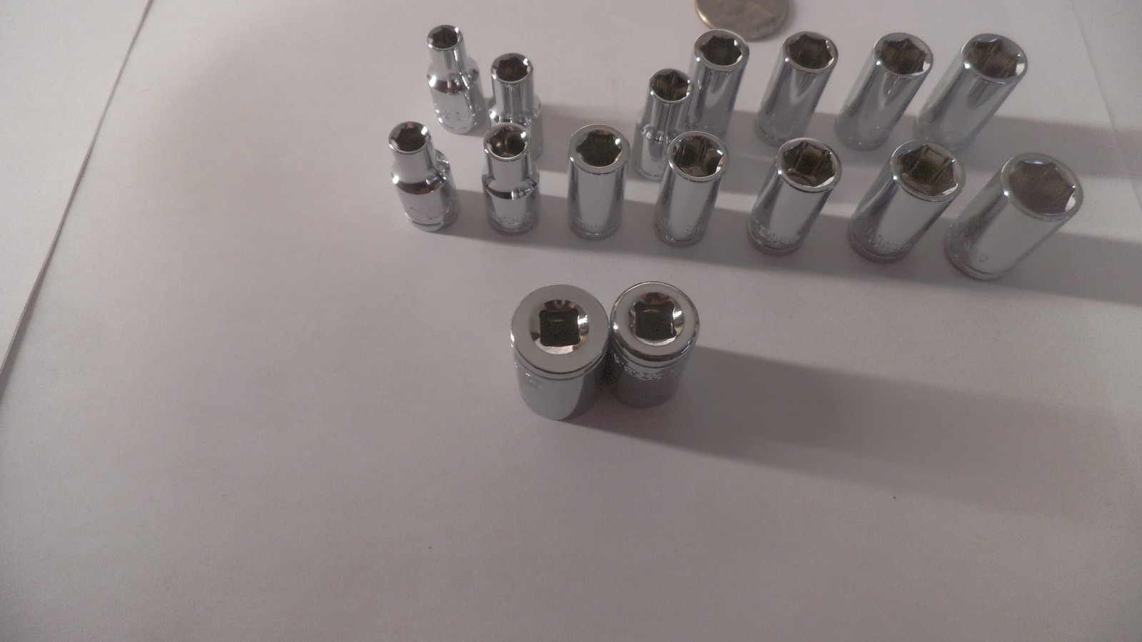 16 pcs Kobalt 1/4 drive 6pt shallow SAE + MM sockets sizes 3/16 to 7/16, 5 to 12