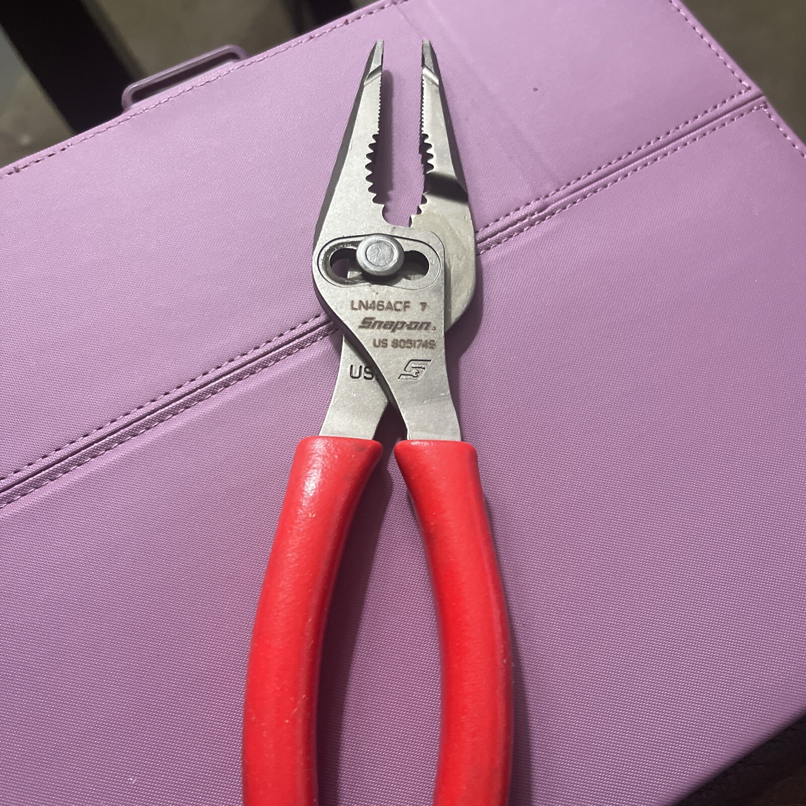Snap-On Tools USA NEW RED 7″ Soft Grip Long Nose Slip Joint Pliers LN46ACF