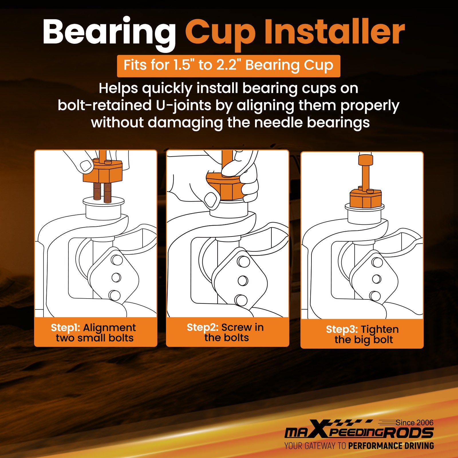 Heavy-Duty U Joint Puller & Bearing Cup Installer 10102 5192 for 1.5″-2.2″ Cups