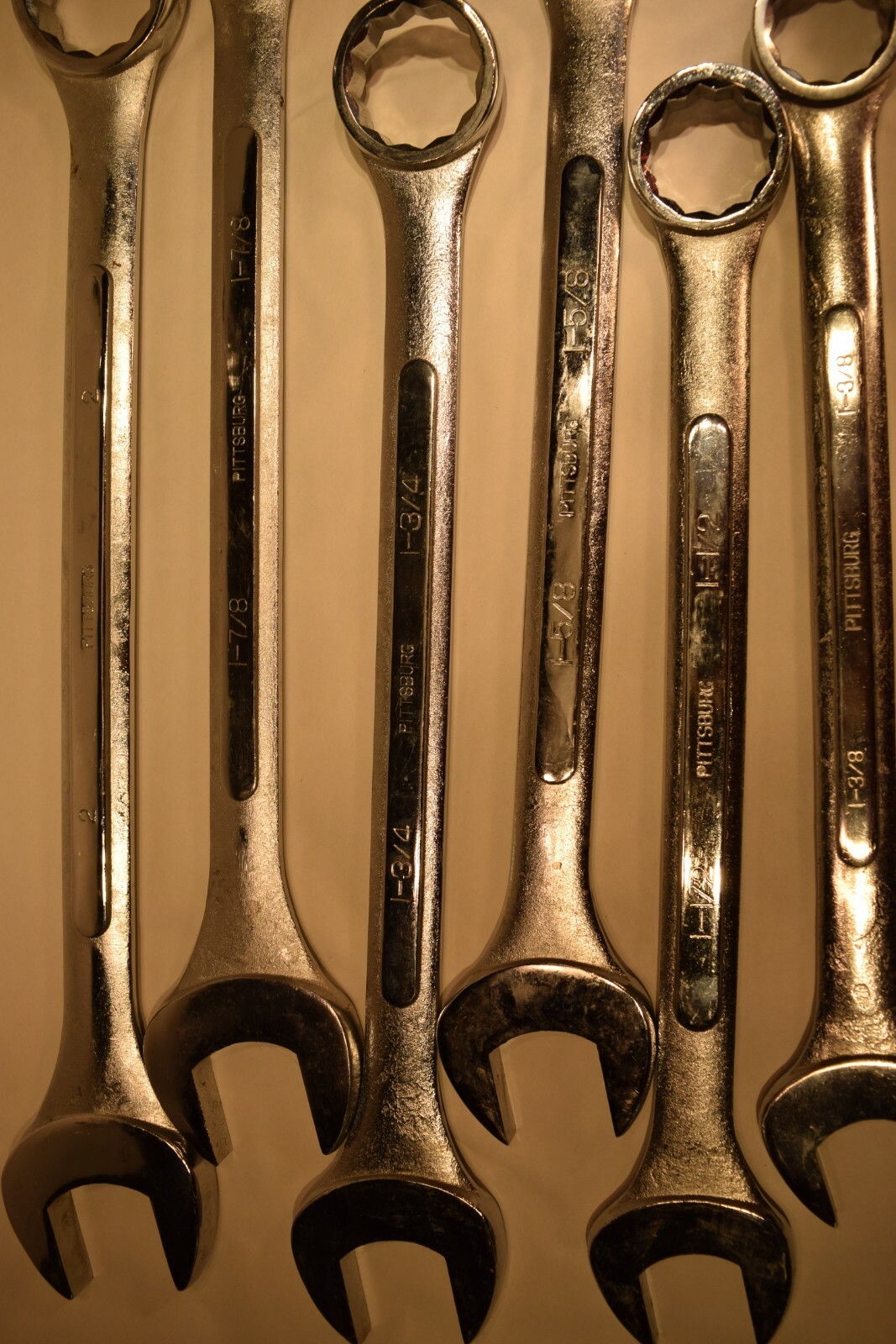 6 Large Pittsburgh Combination Wrenches 2″, 1-7/8, 1-3/4, 1-5/8, 1-1/2, 1-3/8
