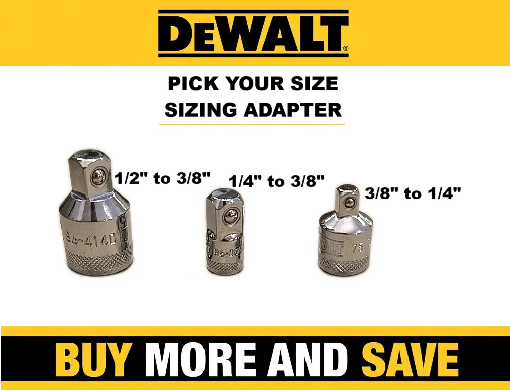 Dewalt Socket Size Adapter 1/4″ 3/8″ 1/2″ Drive Pick Your Size Save on Set