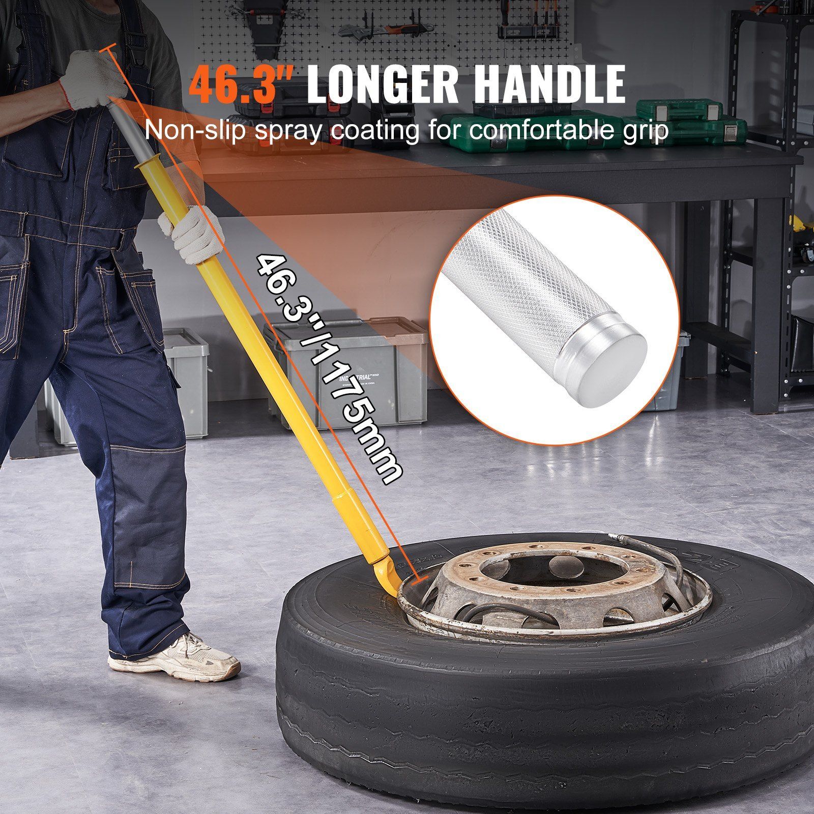 46.3″L Heavy Duty Steel Tire Bead Breaker Portable Tire Changing Sliding Impact