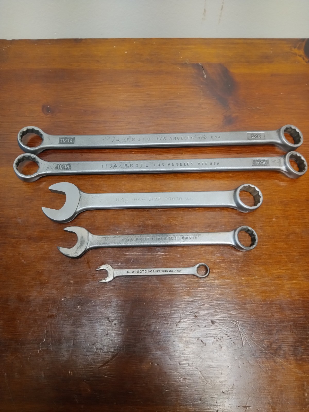 SAE Vintage Proto Los Angeles Open End And Box End Wrench, Mixed Lot of 5 USA