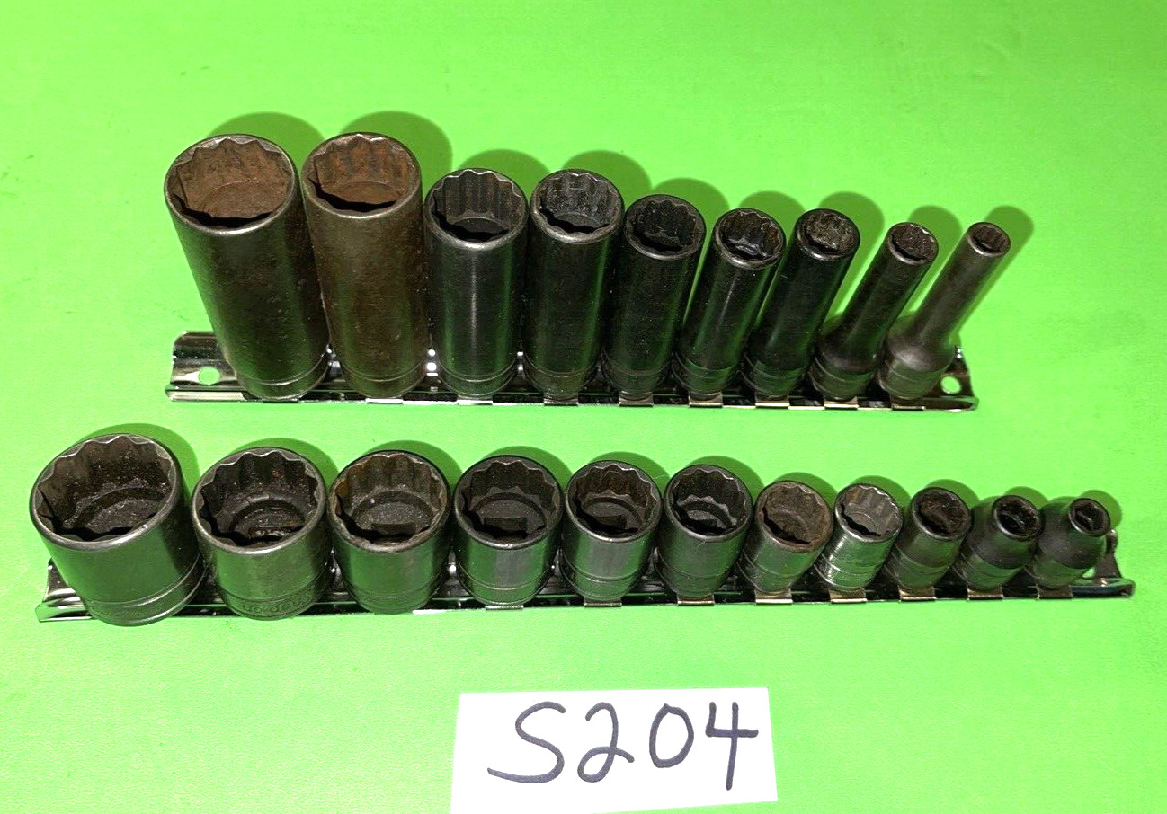SNAP- ON TOOLS 20 PIECE 3/8 DRIVE SHORT & DEEP SAE. SOCKET SETS 12 POINT