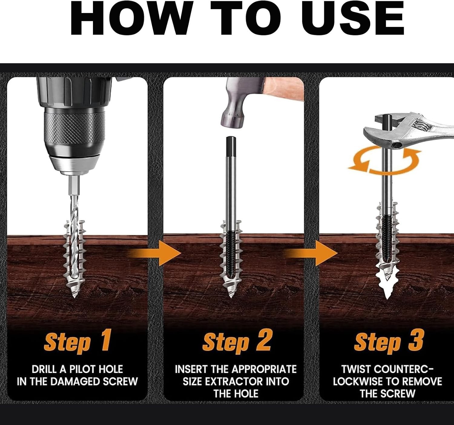 6 pcs screw extractor set, made of Cr-Mo, bolt extractor, spiral groove bolt …