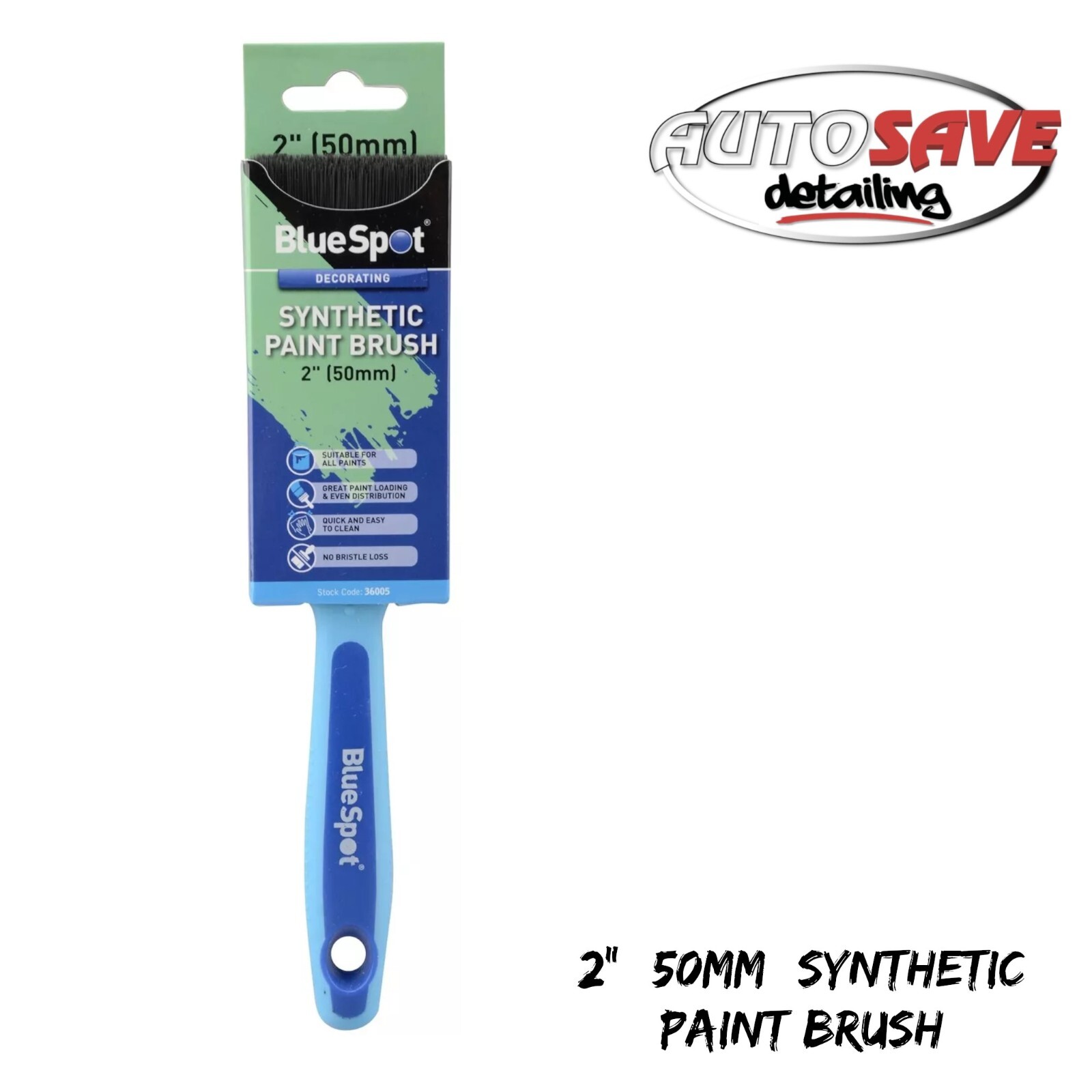 BlueSpot – 2″ (50mm) Synthetic Paint Brush with Soft Grip Handle