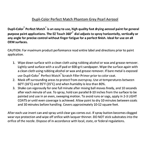 Dupli-Color Perfect Match Premium Automotive Paint, Phantom Grey Pearl, 8 oz