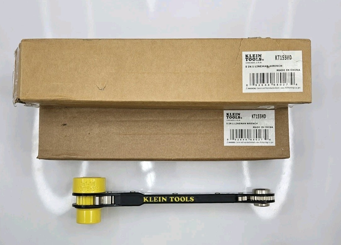 Klein Tools KT155HD Heavy-Duty 5-In-1 Lineman’s Ratcheting Wrench with Bolt