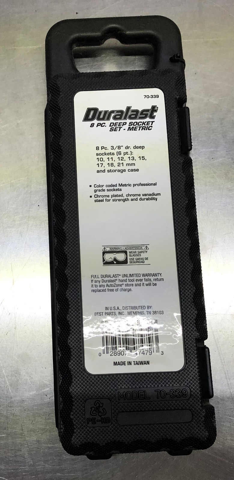 Duralast 8pc Deep Well Metric Socket Set 6pt 3/8″ Drive 10mm-21mm