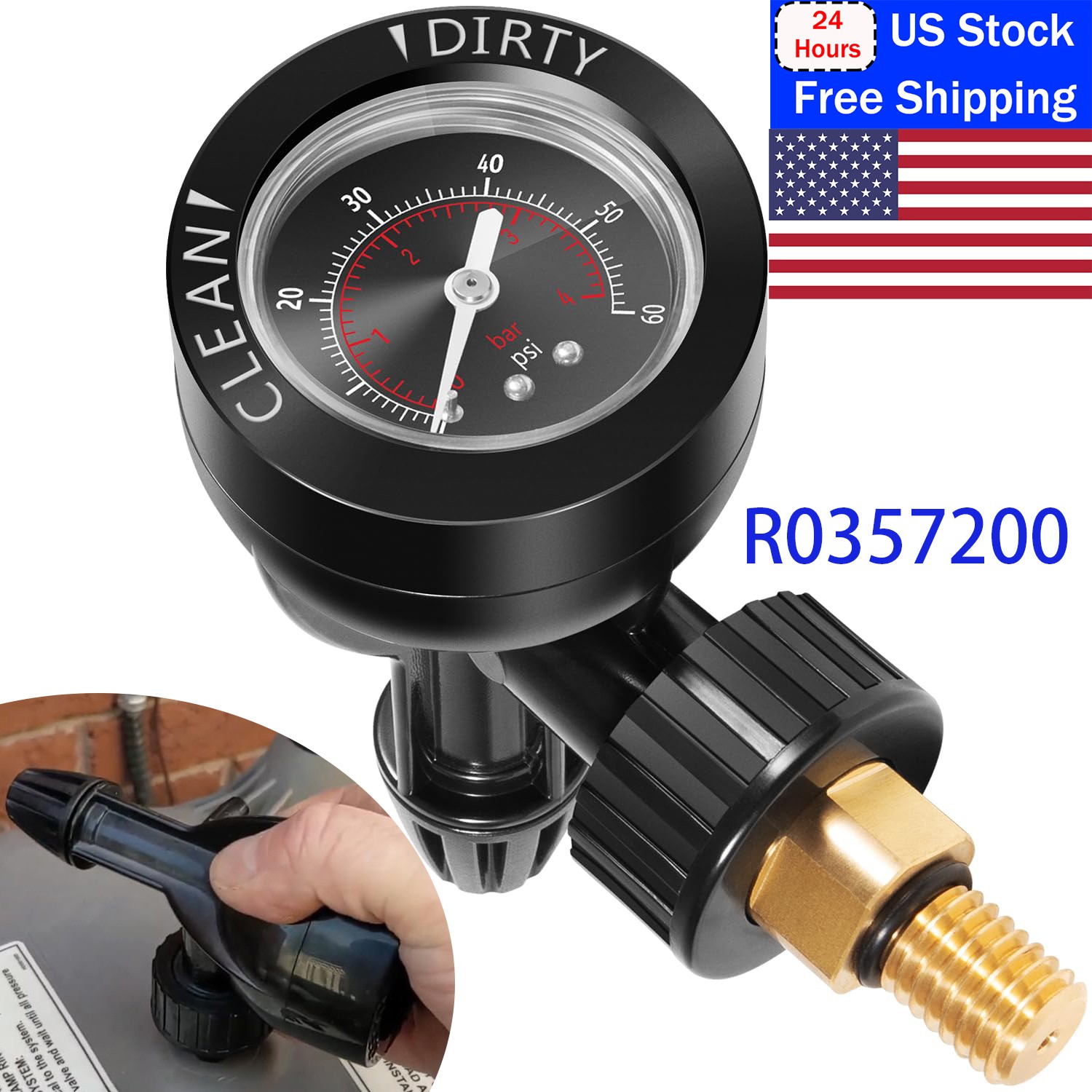 R0357200 Brass Air Relief Valve w Pressure Gauge For Zodiac Jandy CV DEV DEL JS