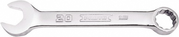 PROTO J1220MS 20 mm 12-Point Angled Head Stubby Chrome Combination Wrench 15 Deg